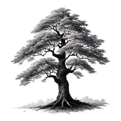 A Tree With Three Branches Having A Total Of 38 Leaves