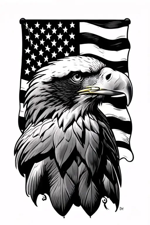 Eagle Memorial With Flag