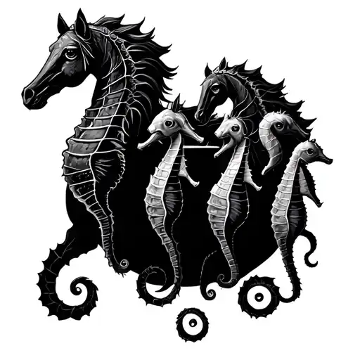 Seashorse With 9 Little Seahorses Some In The Pouch