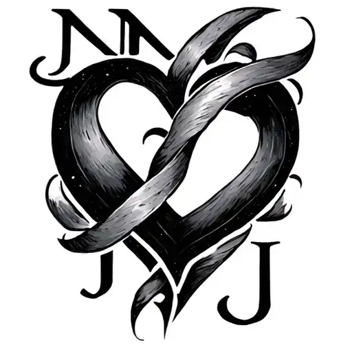 Heart With Infinity 3 Letters N J J