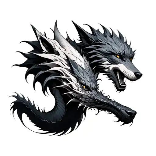 Wolf And Dragon Intertwined