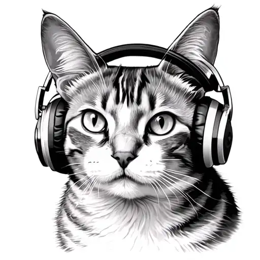 Cat Wearing Headphones