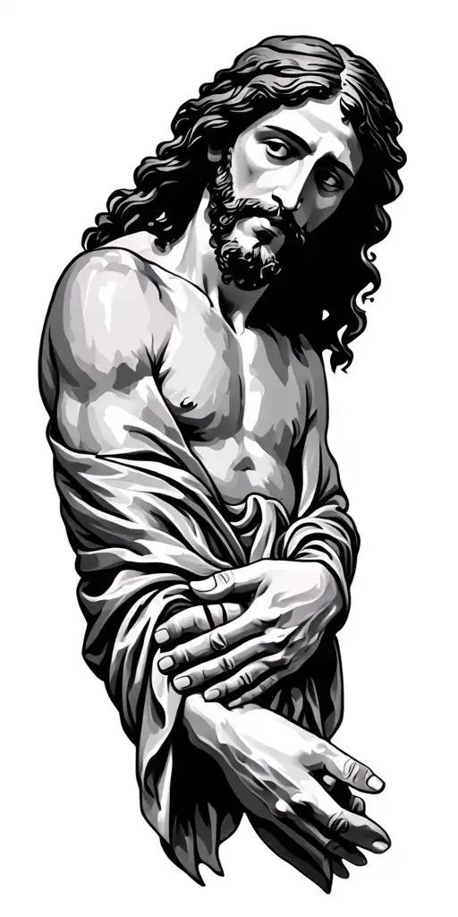 Jesus Christ And Two Hands Holding Eachother