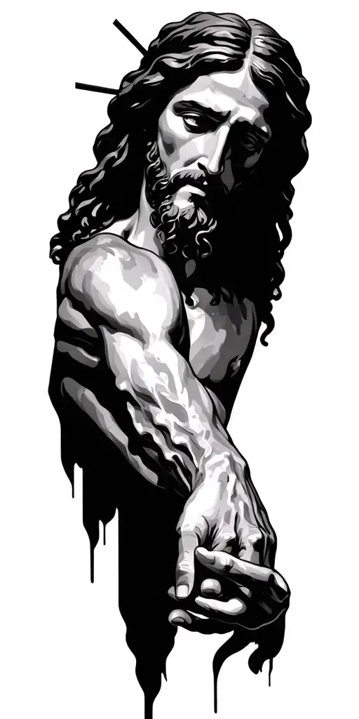 Jesus Christ And Two Hands Holding Eachother