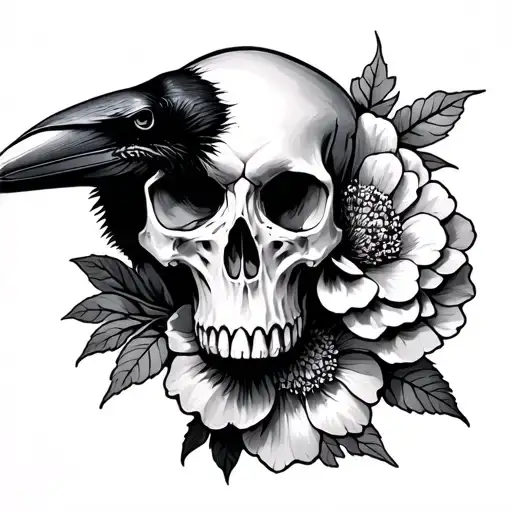 Raven Skull Flower Blooming