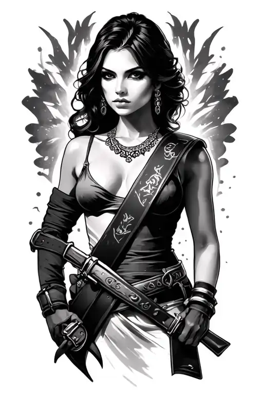Lady With Bandolier Bullet Sash