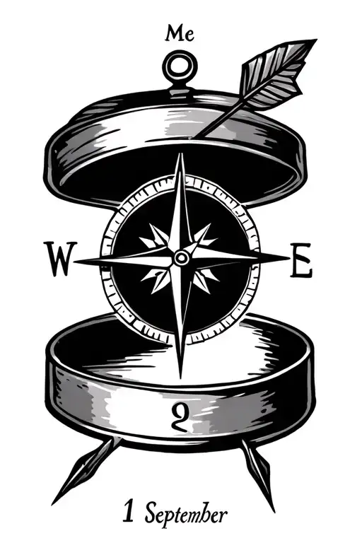 Compass With Arrow And Me Mother's Birth Date 1 September 1972