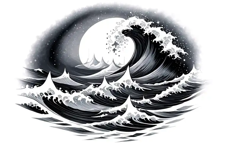 Ocean Waves And Stars