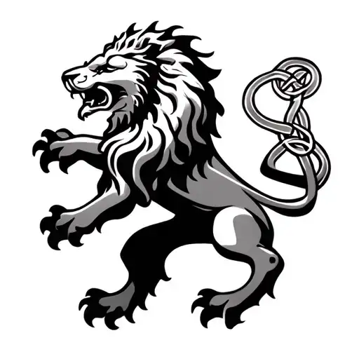 Scottish Lion Rampant With Celtic Knots