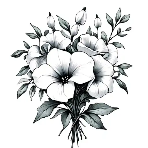 Snow Drop Flower And Morning Glory Flower Bouquet