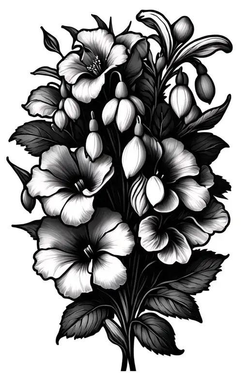 Snow Drop Flower And Morning Glory Flower Bouquet