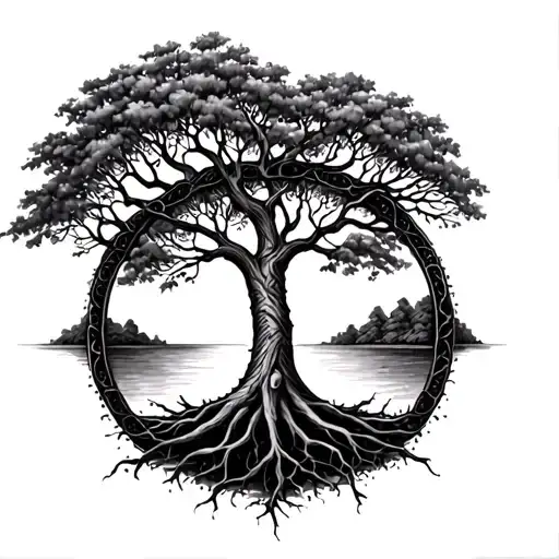 Tree Of Life With Root And Date Of Birth