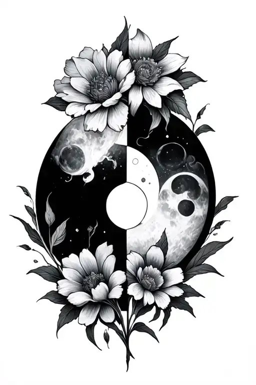 Four Elements Representing The Cycle Lunaire Fleurs
