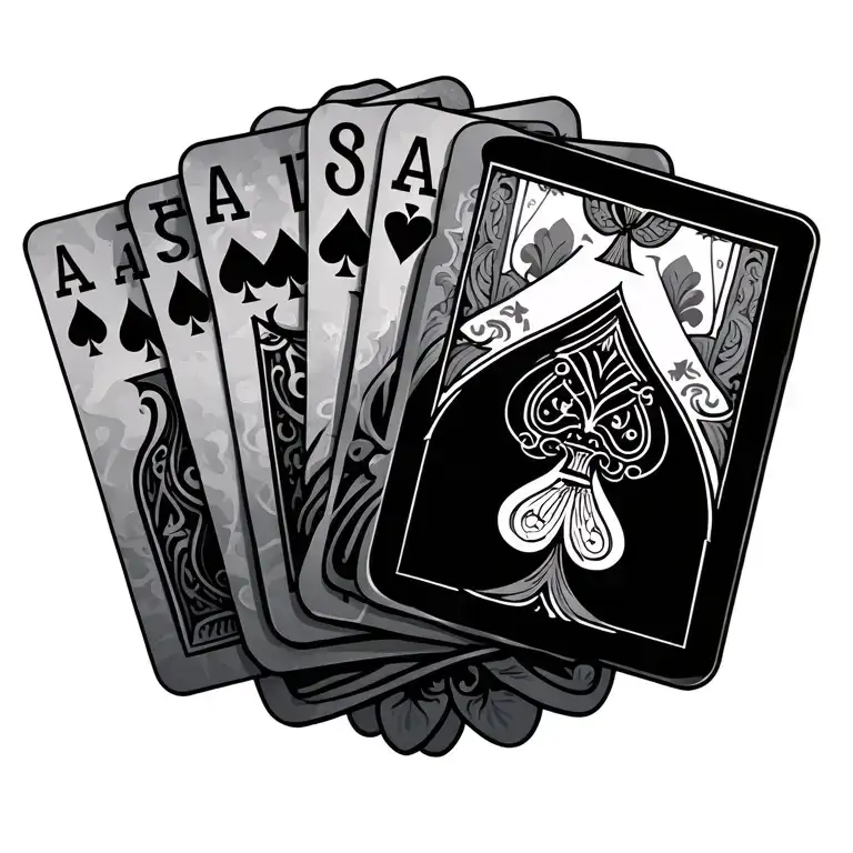 Playing 4 Cards Spread Around