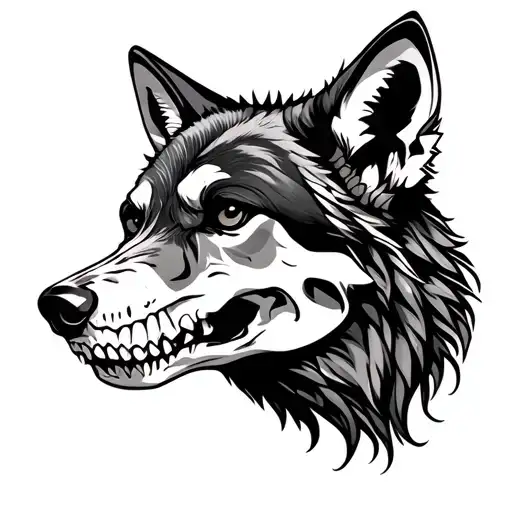 African Wolf And Skull