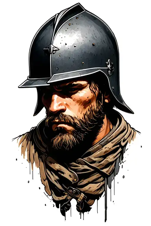 Norman Soldier Looking Down Facing Left