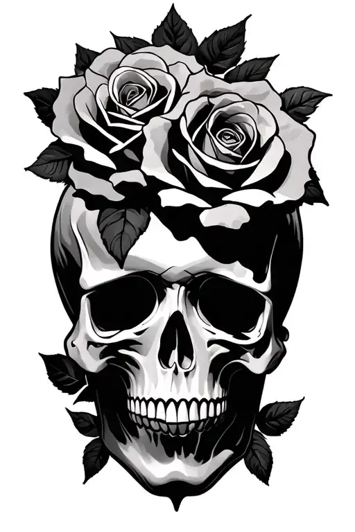 Skull And Roses Entwined