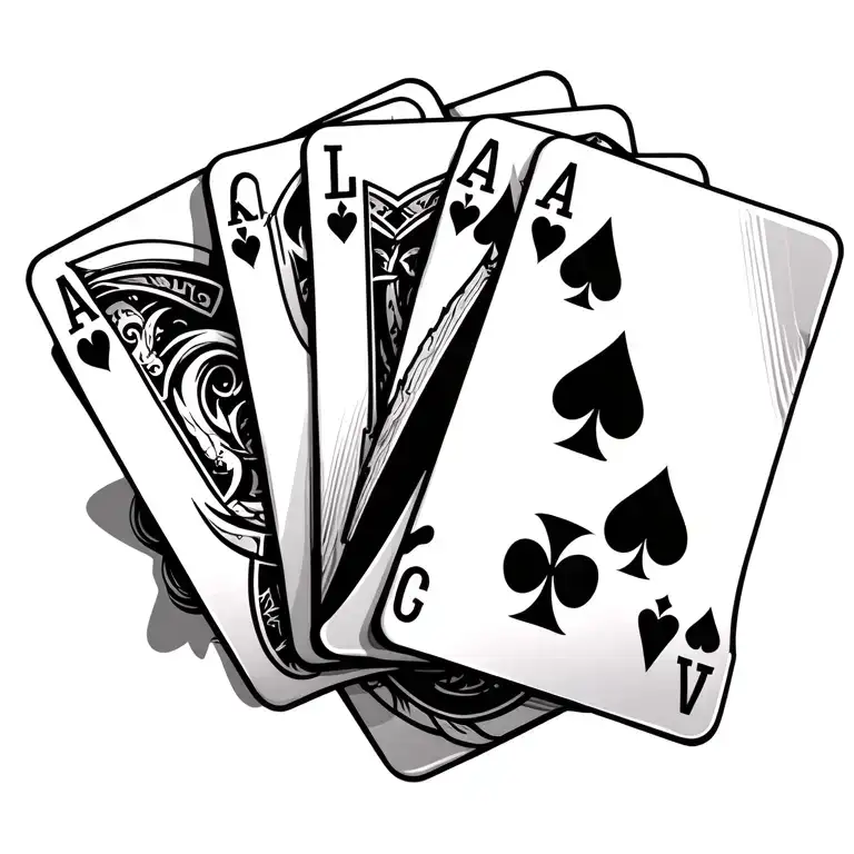 Playing 4 Cards Spread Into A Line