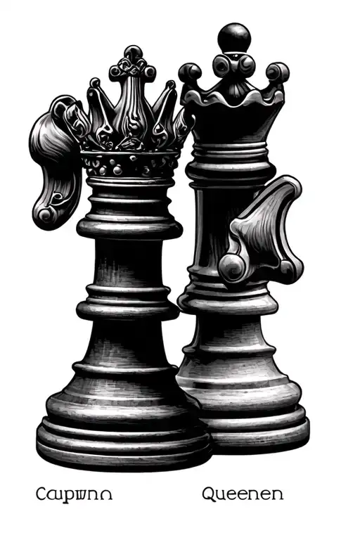 Chess Pieces King And Queen Chess Piece With Names Inside