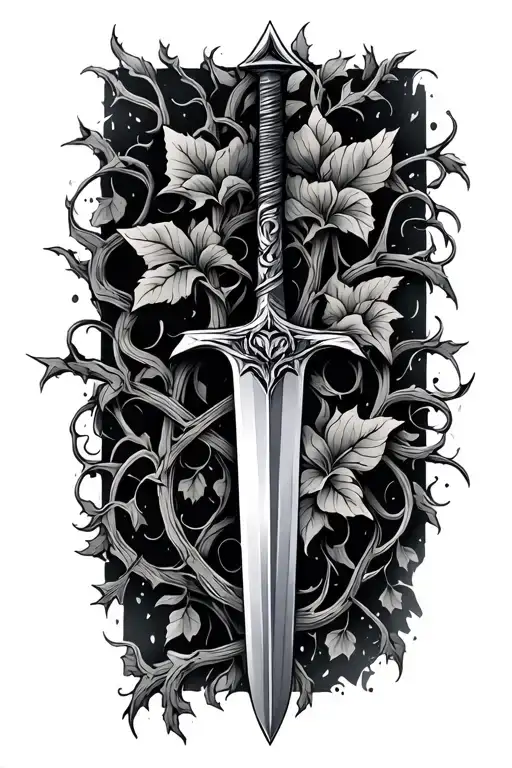 Slim Sword With Thorn Vine