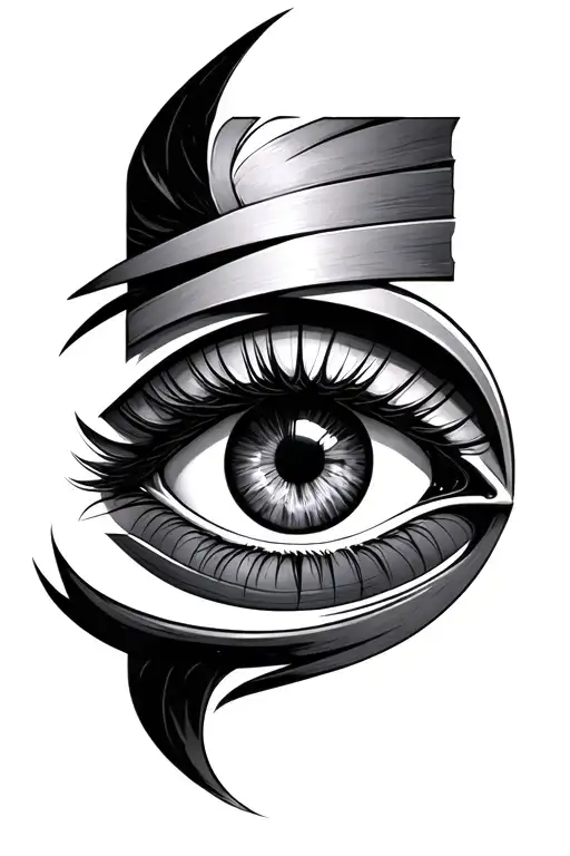 Realistic Eye With Horus Symbol Intertwined