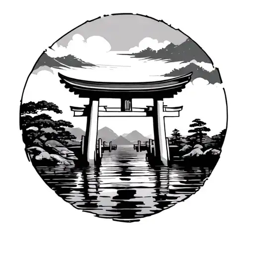 Postage Stamp With Torii Gate