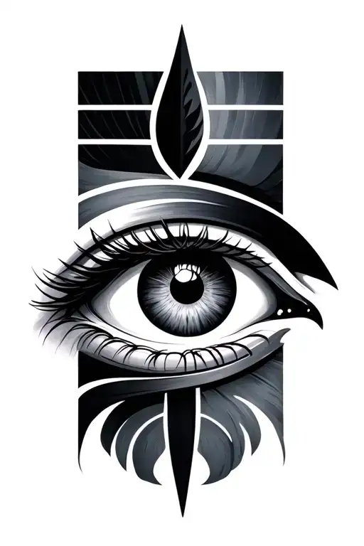 Realistic Eye With Horus Symbol Intertwined
