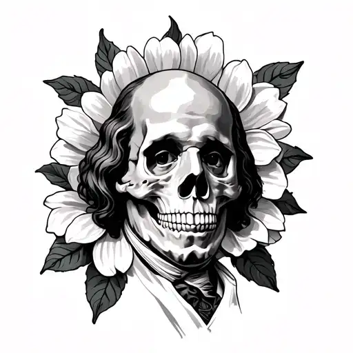 Benjamin Franklin Half Skull Face Money Flower