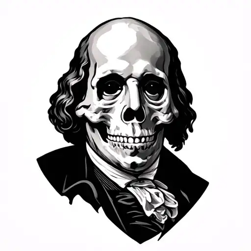 Benjamin Franklin Face Half Skull Inside