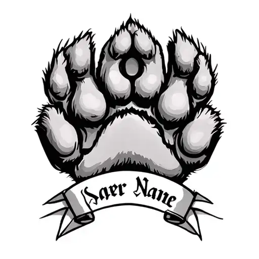 I Would Like To Get A Realistic Tattoo Design Of My Dogs Paw And Ear Shape With Her Name In Between