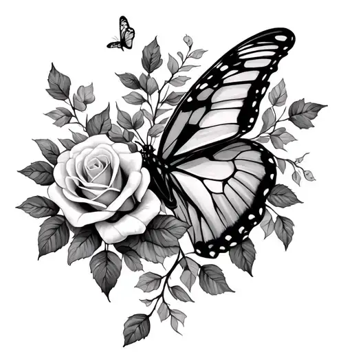 Butterflie And Roses Vine