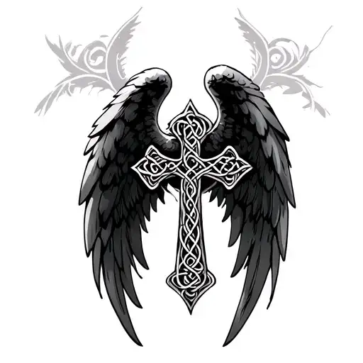 Celtic Cross Angel Wings