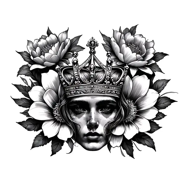 Genesis With Crown Surrounded By Bold Flowers Intertwined
