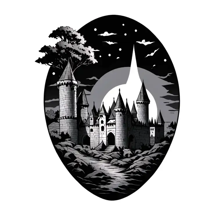 Knight And Castles Sunset Concept