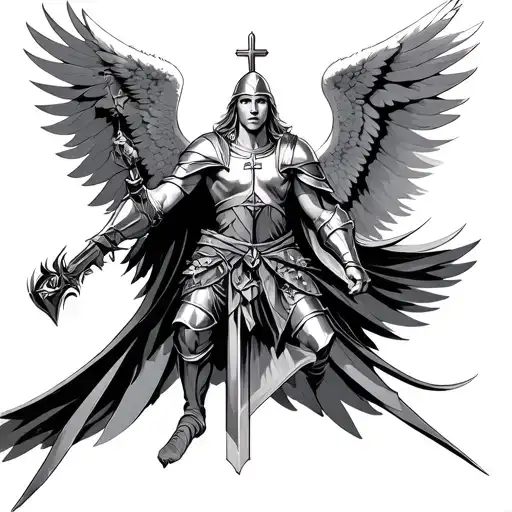 Warrior Angel With Templar Knight Holding