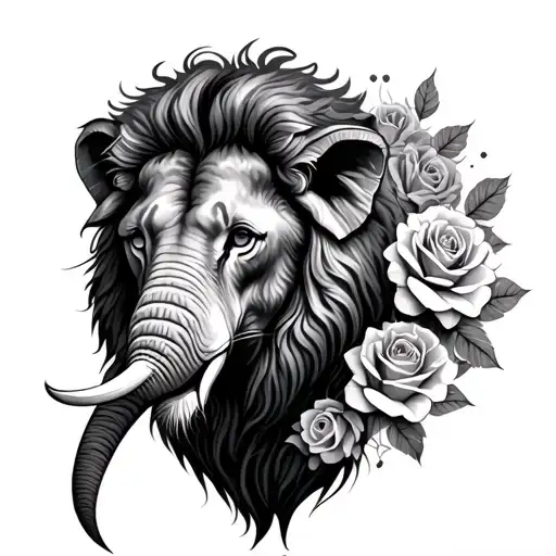 Elephant Lion Roses