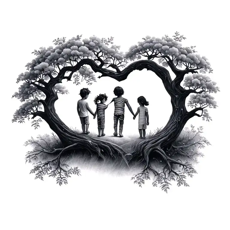 3 Children Footprint Inbeded Within A Tree Of Life