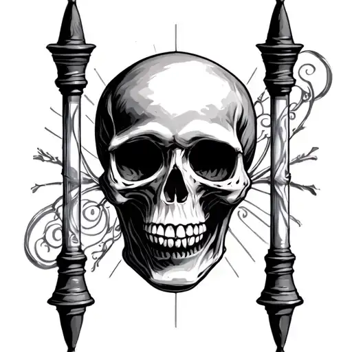 Hourglass Death Love Skull