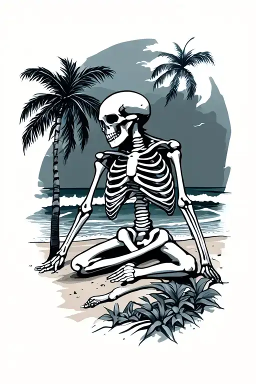 Relaxed Skeleton On Beach