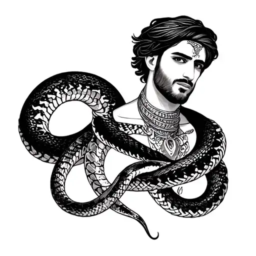 Arabic Man And Snake Around His Neck Tattoo American Trad