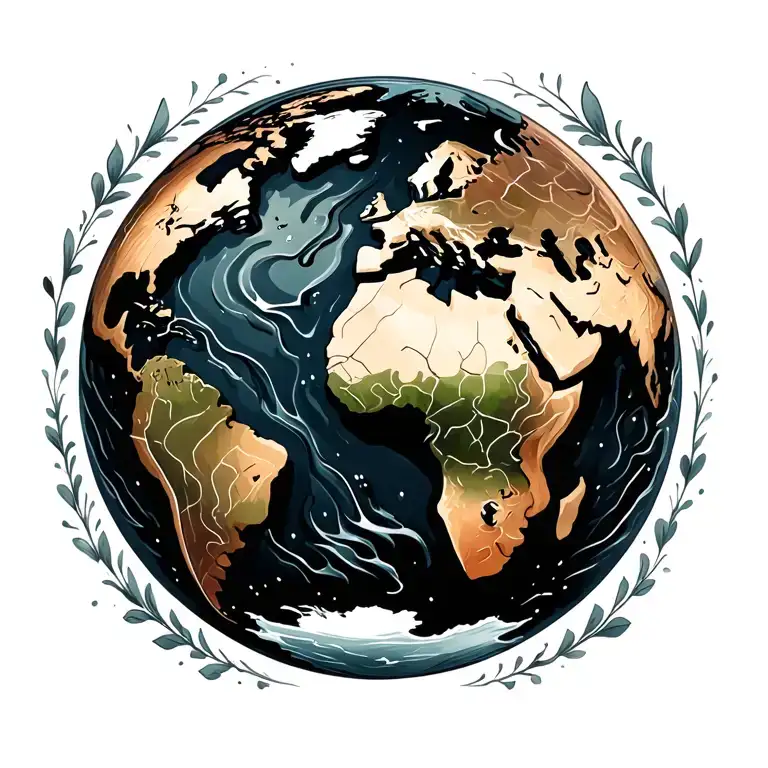 Fantasy Earth Globe With Water Fall