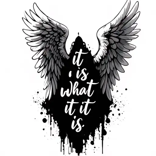 Angel Wings Saying It Is What It Is Written In Script