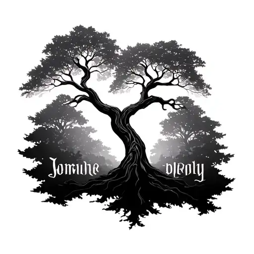 Wheeping Willow Tree With Name Intertwined