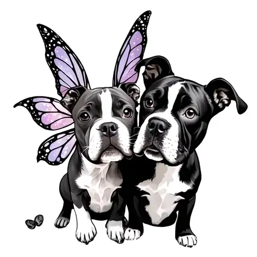Fairy And Staffordshire Bull Terrier Playing