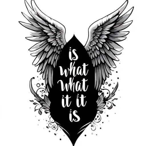Angel Wings Saying It Is What It Is Written In Script Female Elegant