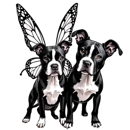 Fairy And Staffordshire Bull Terrier Playing