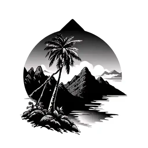 Mountain And Palm Tree