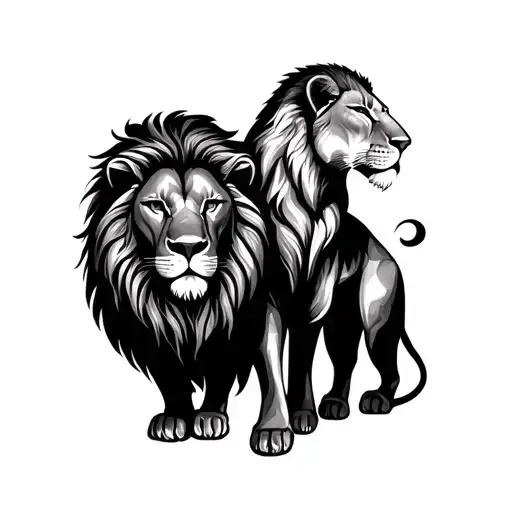 Lion And Lioness Symbolizing Strength