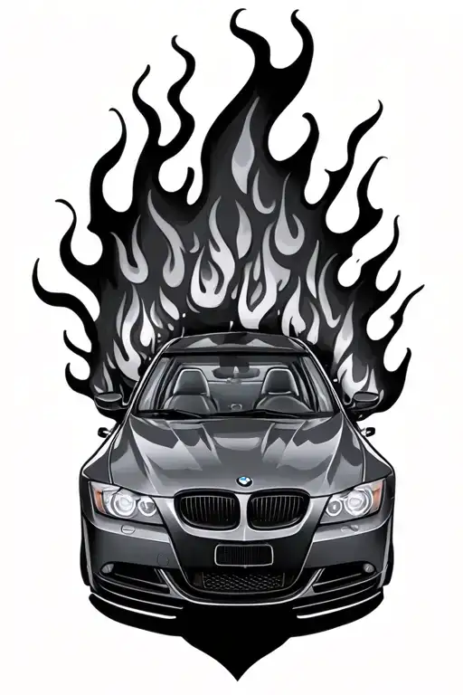 Bmw E90 On Fire Flames