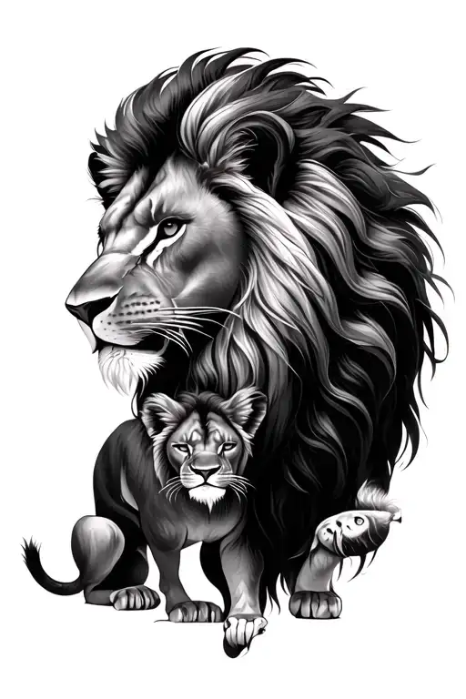 Lion And Lioness Symbolizing Strength